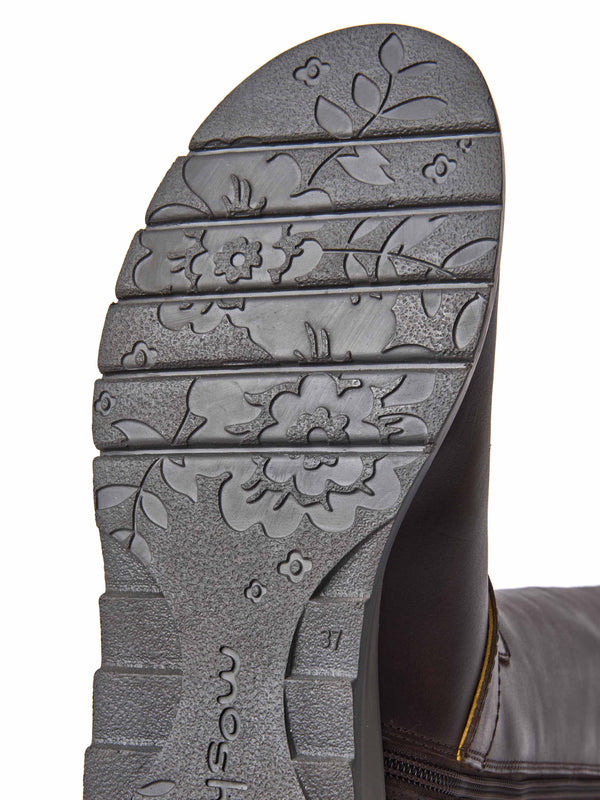 Brown long leather wedge boots - STARGAZER CHOCOLATE