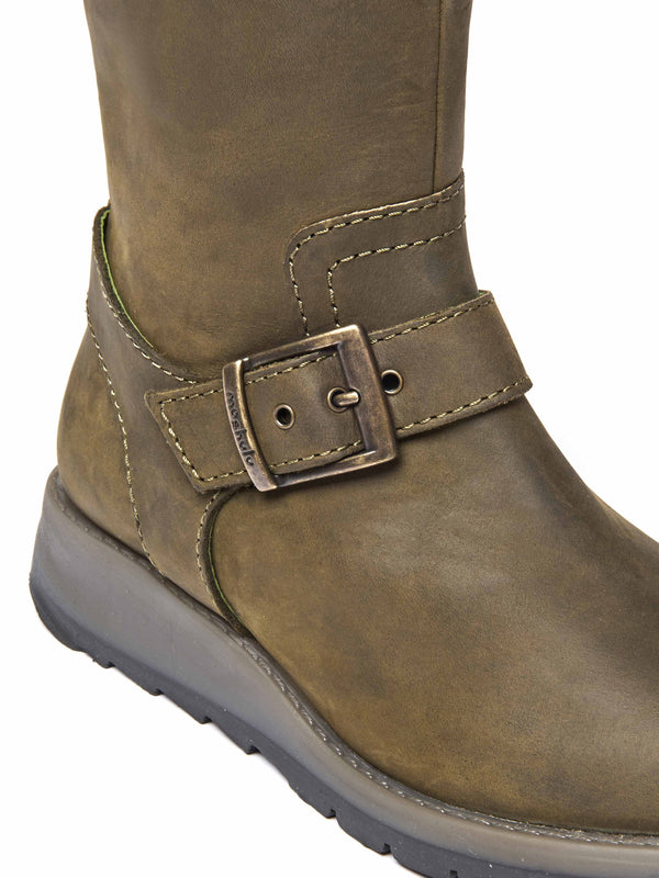 Green long leather wedge boots - STARGAZER OLIVE GREEN
