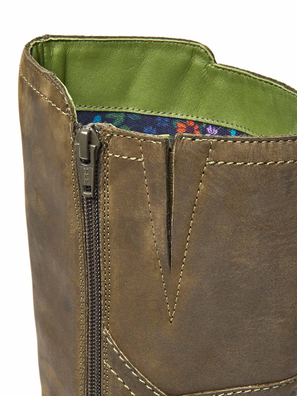 Green long leather wedge boots - STARGAZER OLIVE GREEN