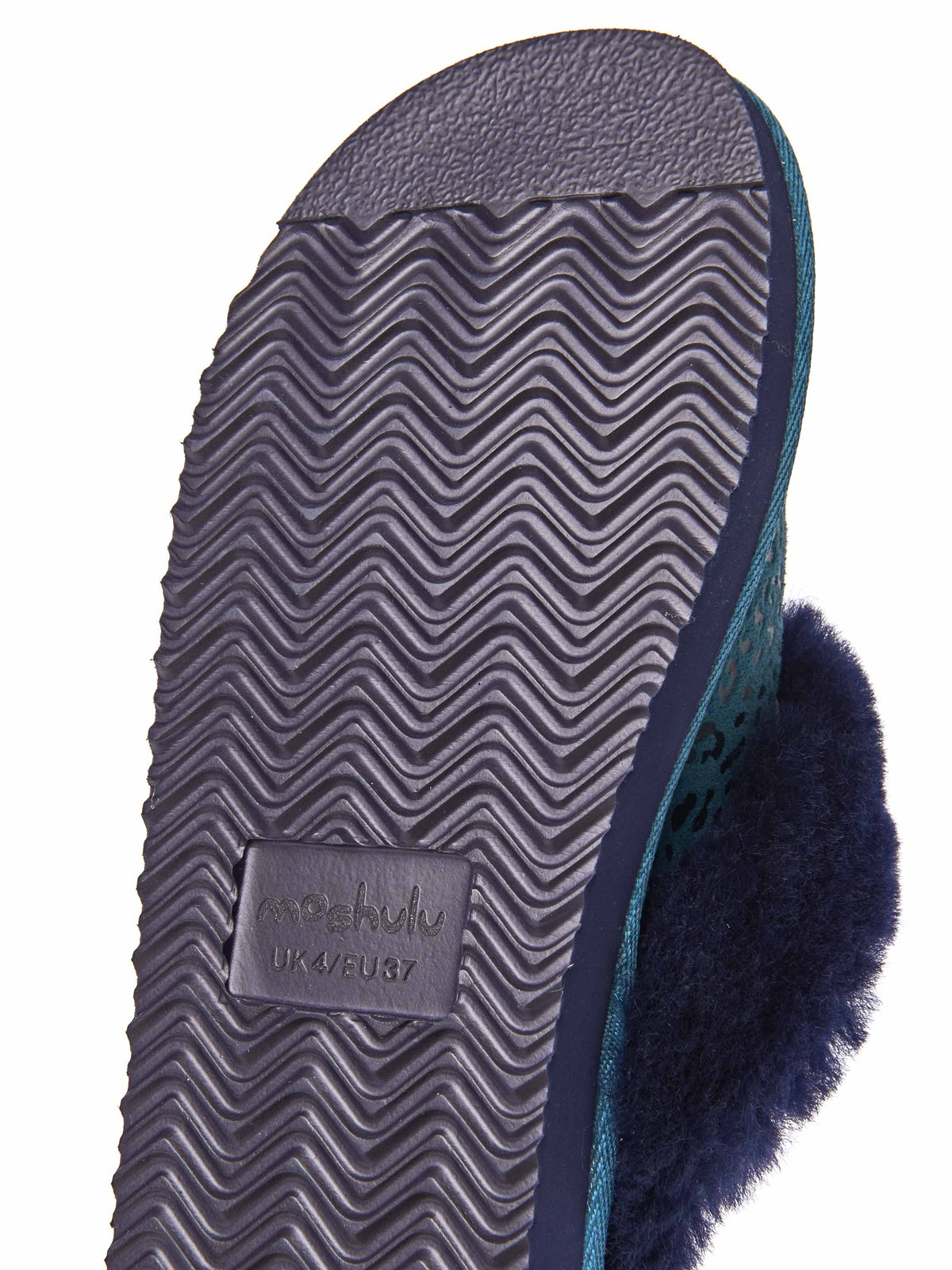 Blue / Green / Animal Print sheepskin mule slippers - TIREE LAGOON LEOPARD