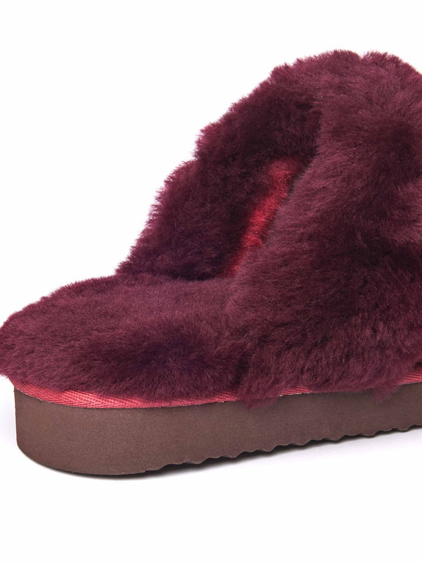 Red / Animal Print sheepskin mule slippers - TIREE RED LEOPARD
