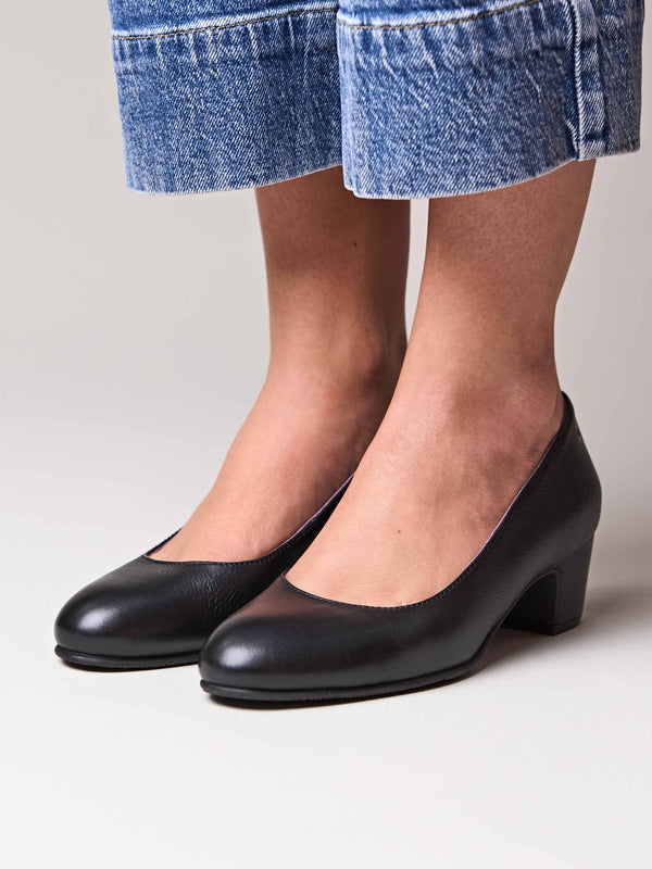 Black block heel court shoes - KEEL BLACK