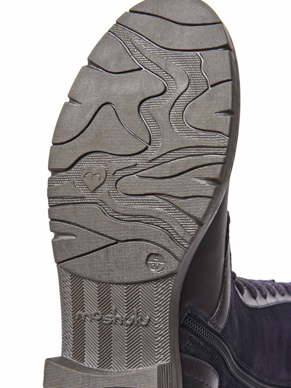 Blue long adjustable lace-up boots - AIMEE NAVY