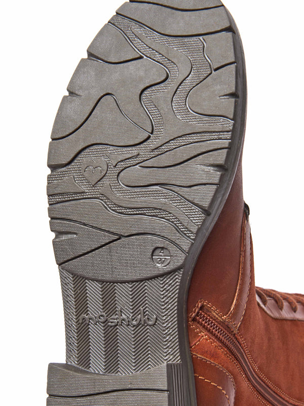 Orange / Red / Brown long adjustable lace-up boots - AIMEE TERRACOTTA