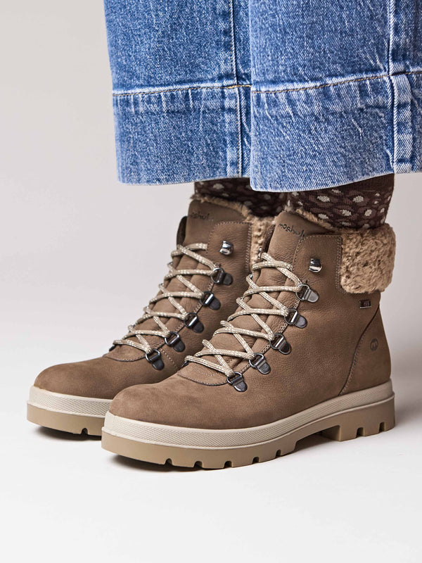 Brown water resistant ankle boots - BEDEW DRIFTWOOD BROWN NUBUCK