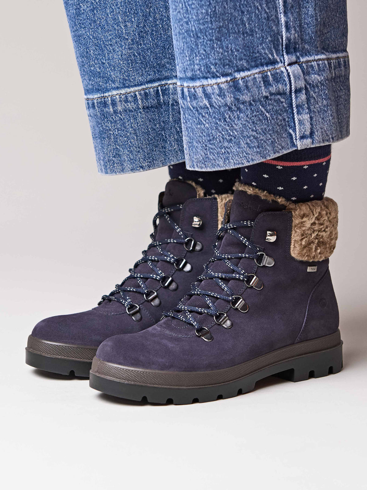 Blue water resistant ankle boots - BEDEW INDIGO SUEDE