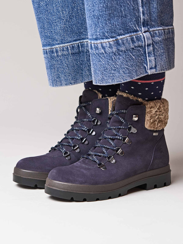Blue water resistant ankle boots - BEDEW INDIGO SUEDE