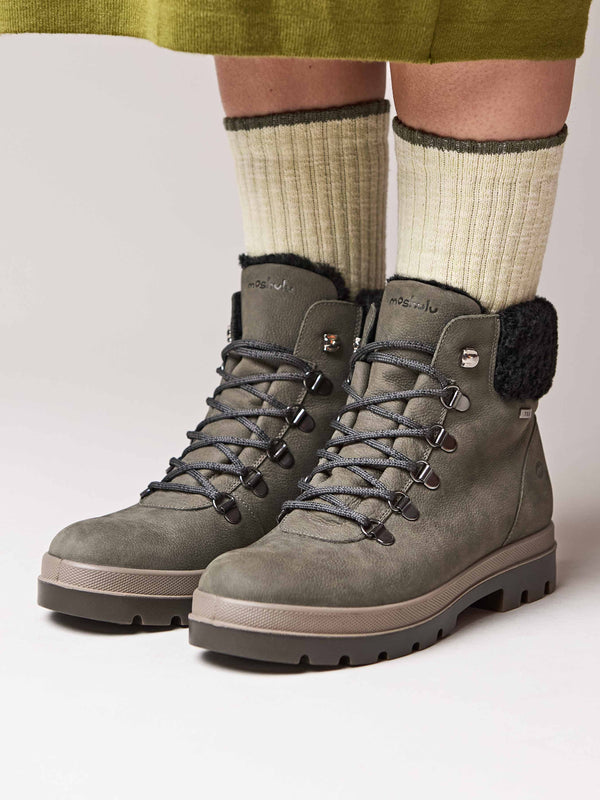 Green water resistant ankle boots - BEDEW OLIVE GREEN NUBUCK