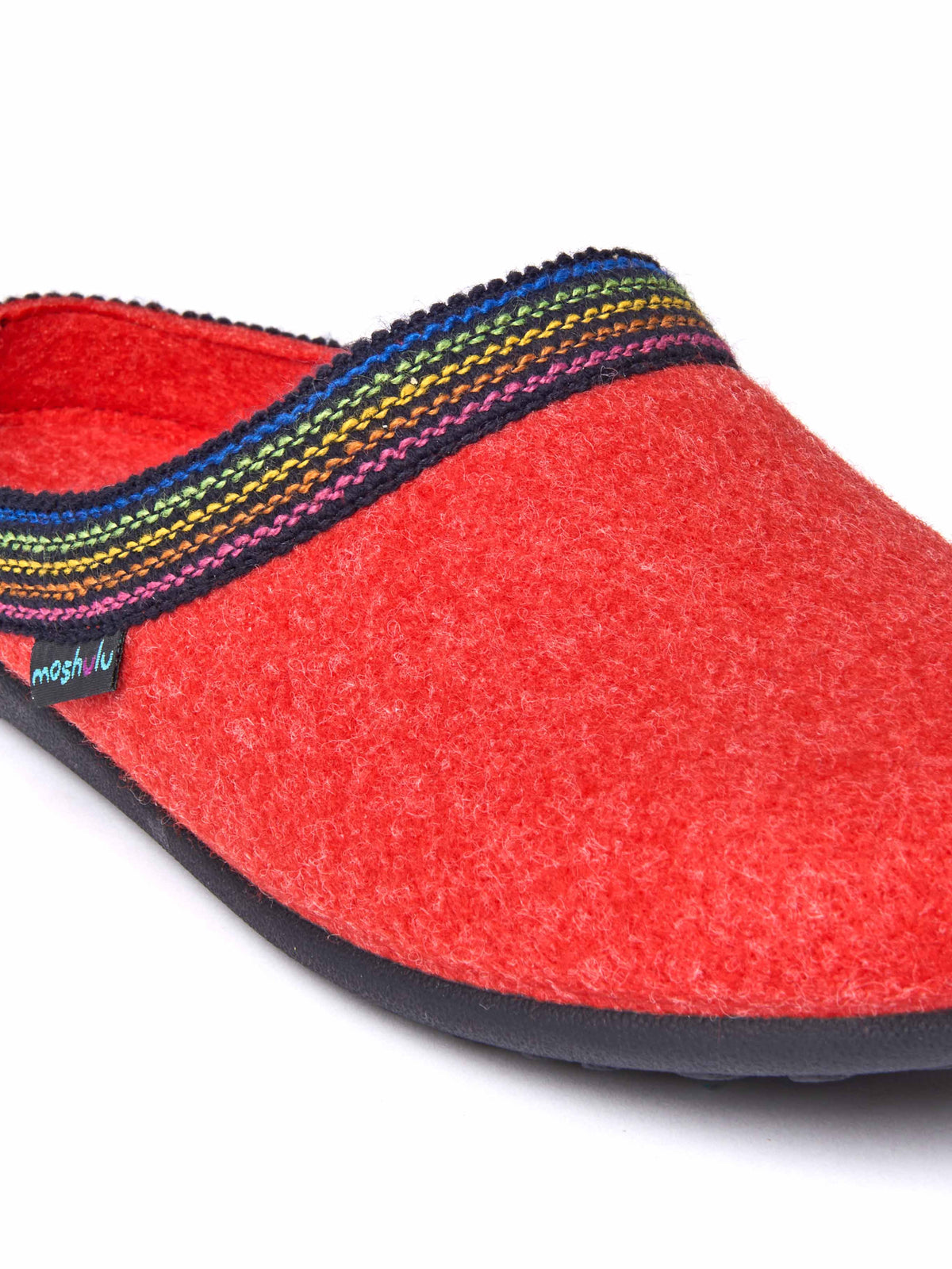 Red recycled felt Turkish mule slippers - MIRISSA LIPSTICK RED
