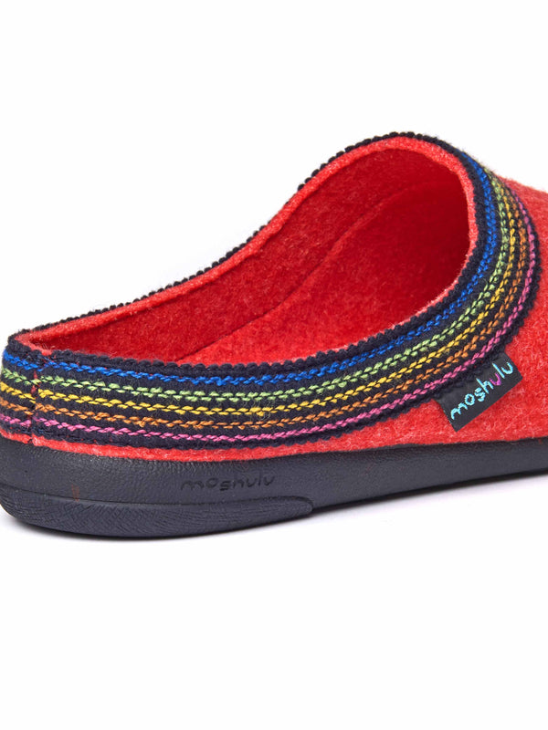 Red recycled felt Turkish mule slippers - MIRISSA LIPSTICK RED