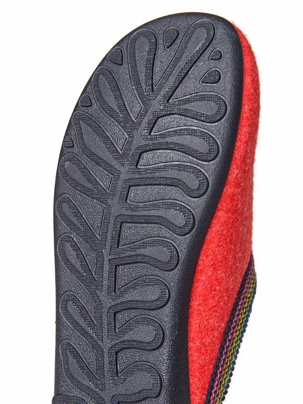 Red recycled felt Turkish mule slippers - MIRISSA LIPSTICK RED