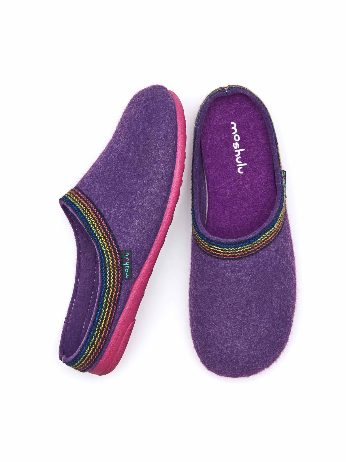 Purple recycled felt Turkish mule slippers - MIRISSA ROYAL PURPLE