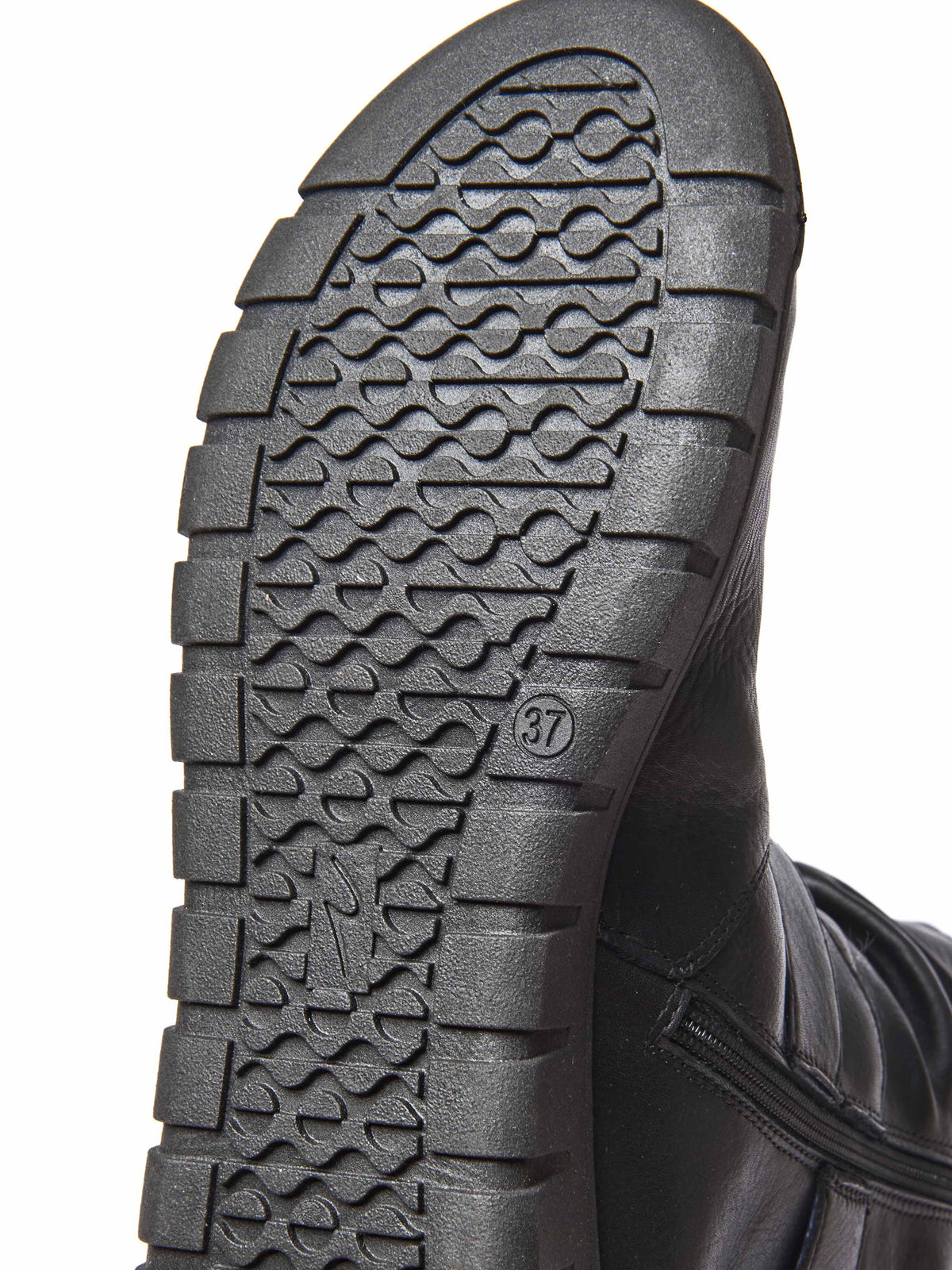 Black ruched leather mid-length boots - MALMO BLACK
