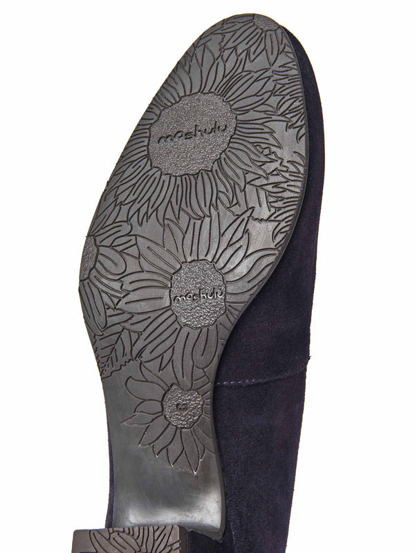 Blue suede block heel court shoes - KEEL SUEDE INDIGO