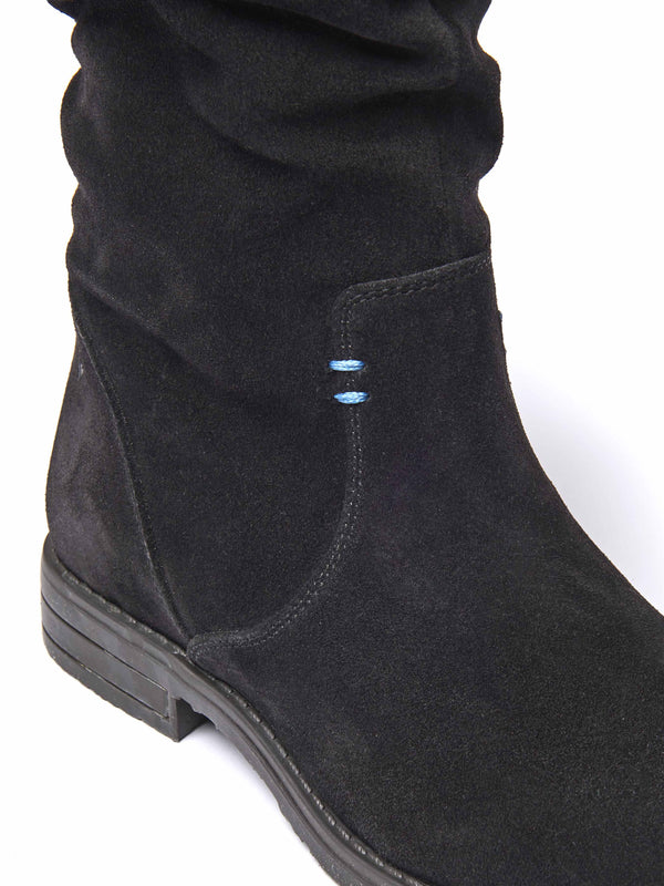 Black ruched suede mid-length boots - GLACIER SUEDE 2 BLACK