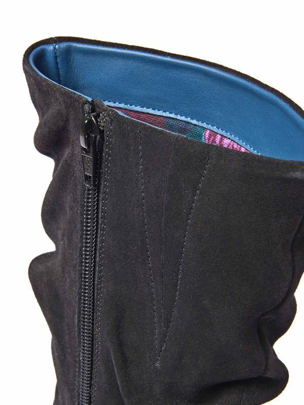 Black ruched suede mid-length boots - GLACIER SUEDE 2 BLACK