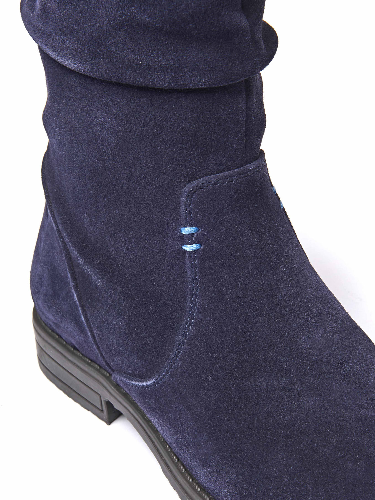Blue ruched suede mid-length boots - GLACIER SUEDE 2 INDIGO