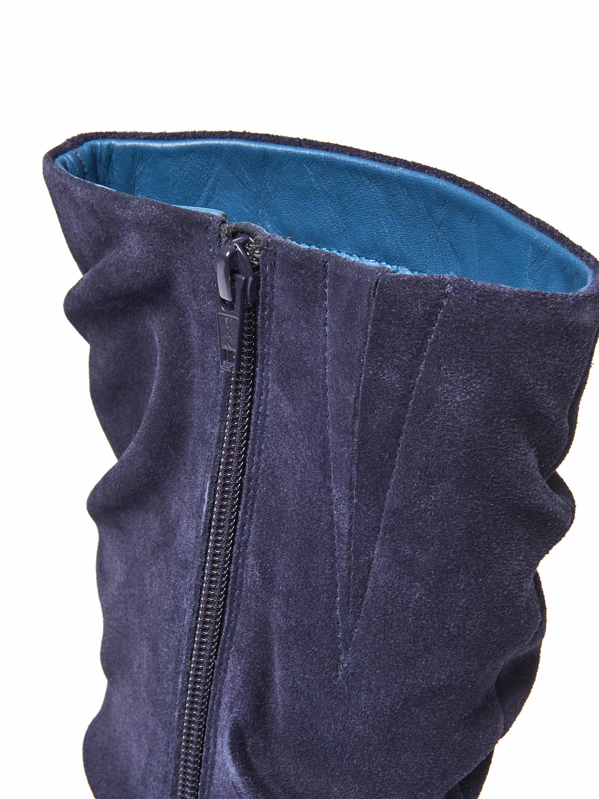 Blue ruched suede mid-length boots - GLACIER SUEDE 2 INDIGO
