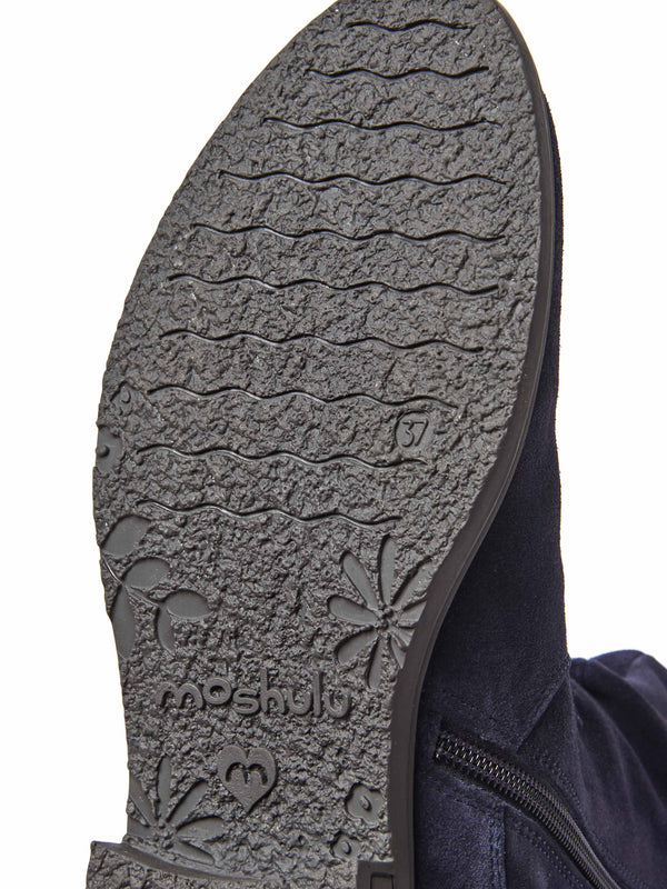 Blue ruched suede mid-length boots - GLACIER SUEDE 2 INDIGO