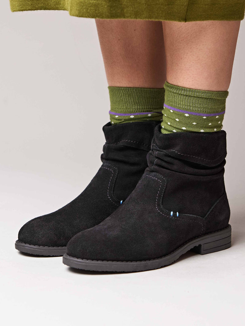 Black ruched suede pixie ankle boots - PIPISTRELLE 3 BLACK