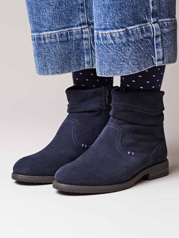 Blue ruched suede pixie ankle boots - PIPISTRELLE 3 INDIGO