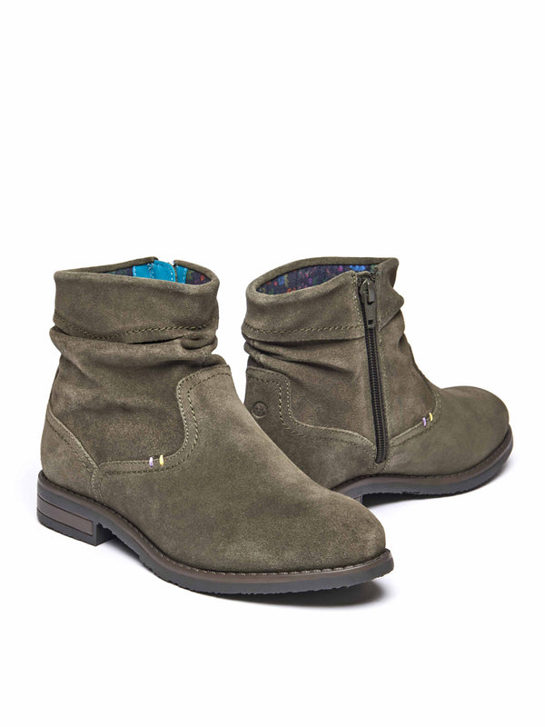 Green ruched suede pixie ankle boots - PIPISTRELLE 3 OLIVE GREEN SUEDE
