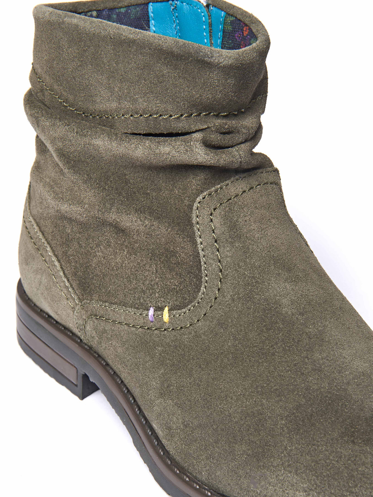 Green ruched suede pixie ankle boots - PIPISTRELLE 3 OLIVE GREEN SUEDE