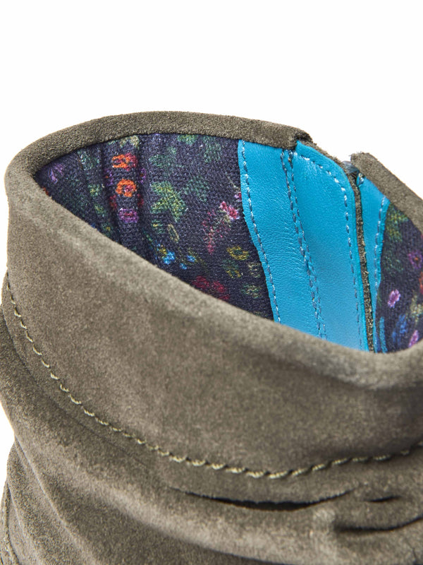 Green ruched suede pixie ankle boots - PIPISTRELLE 3 OLIVE GREEN SUEDE