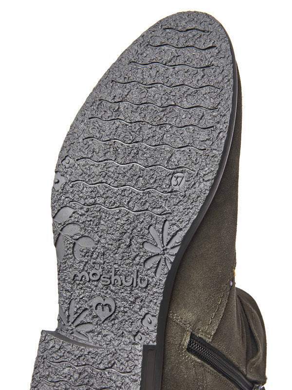 Green ruched suede pixie ankle boots - PIPISTRELLE 3 OLIVE GREEN SUEDE
