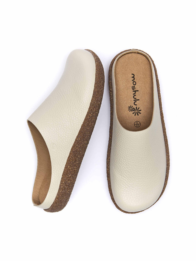 White extra cushioned leather clogs - PEVENSEY ICE LEATHER