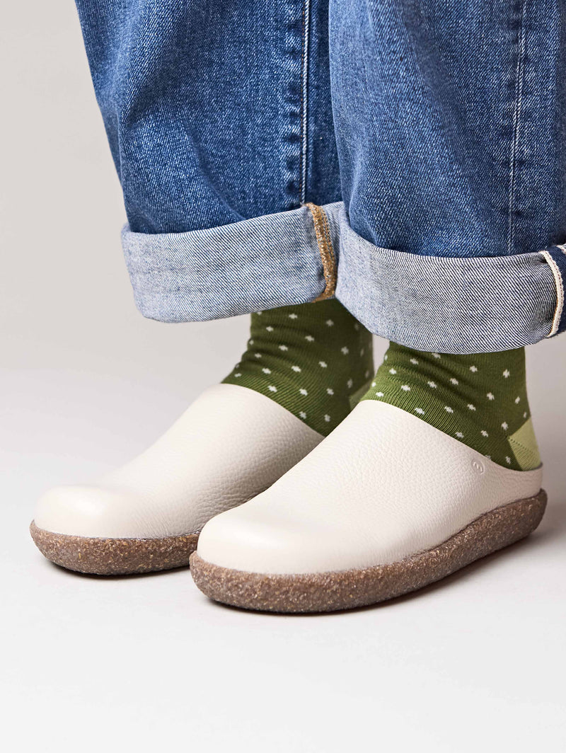 White extra cushioned leather clogs - PEVENSEY ICE LEATHER