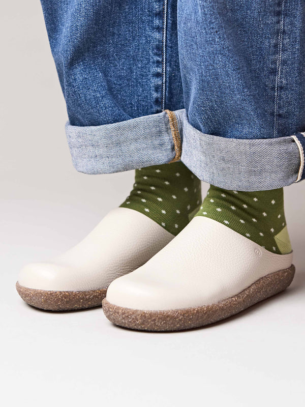 White extra cushioned leather clogs - PEVENSEY ICE LEATHER