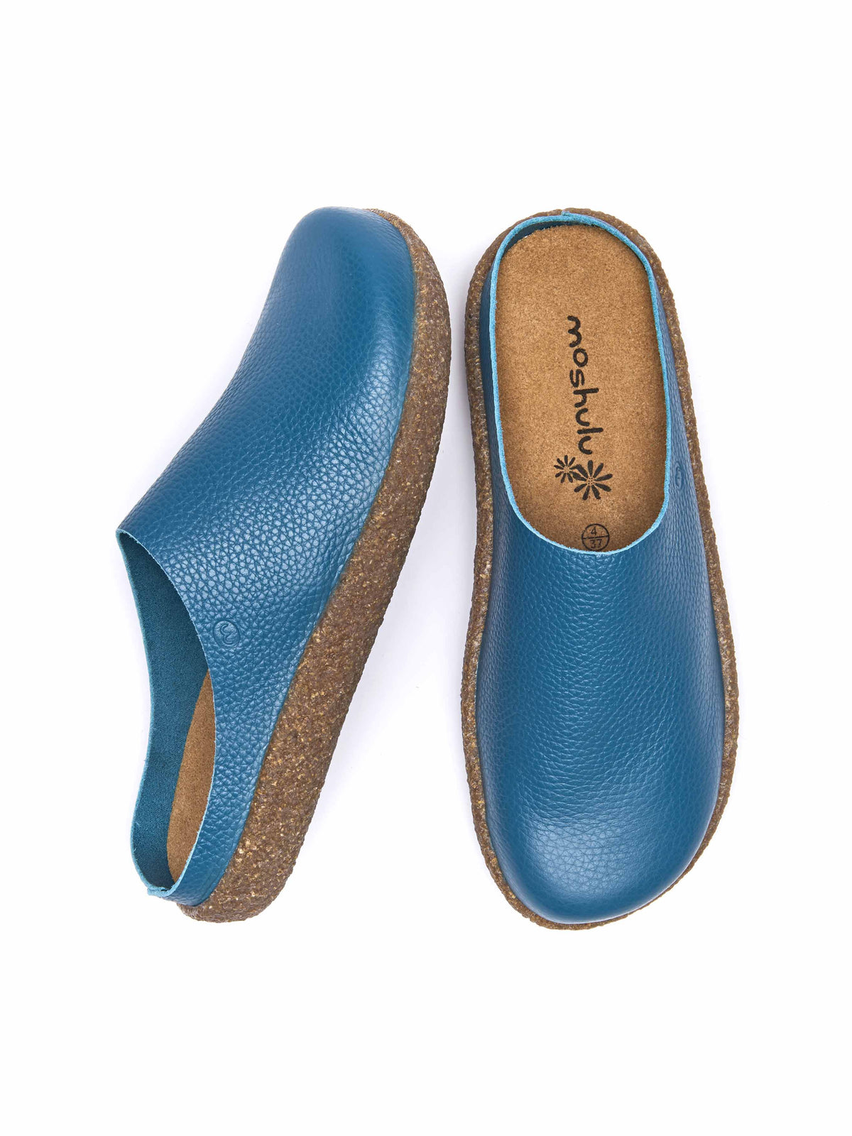 Blue / Green extra cushioned leather clogs - PEVENSEY LAGOON LEATHER