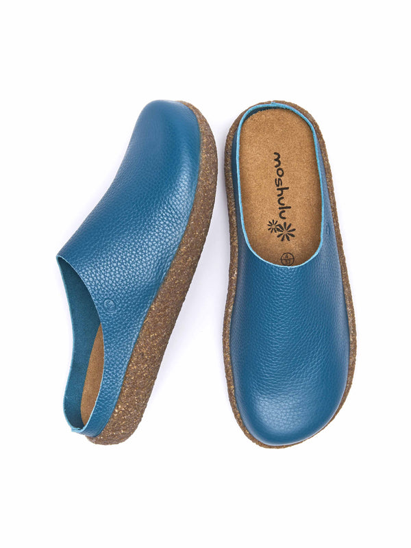 Blue / Green extra cushioned leather clogs - PEVENSEY LAGOON LEATHER