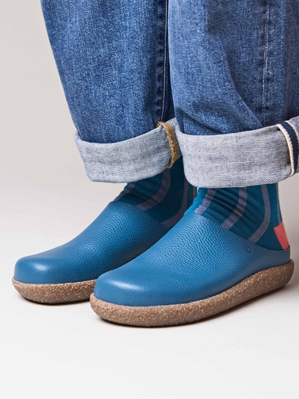Blue / Green extra cushioned leather clogs - PEVENSEY LAGOON LEATHER