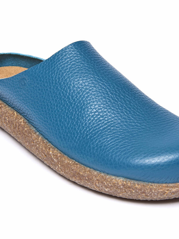 Blue / Green extra cushioned leather clogs - PEVENSEY LAGOON LEATHER