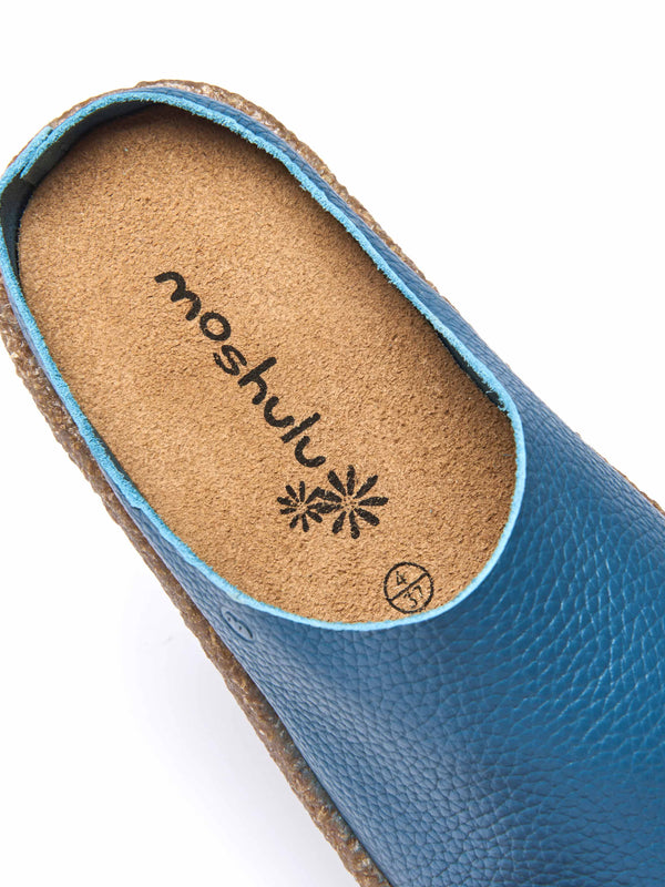Blue / Green extra cushioned leather clogs - PEVENSEY LAGOON LEATHER