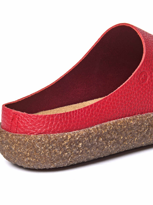 Red extra cushioned leather clogs - PEVENSEY RED LEATHER