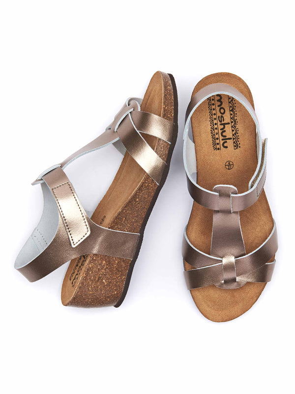 Metallic T-bar wedge sandals - ILHA GILT