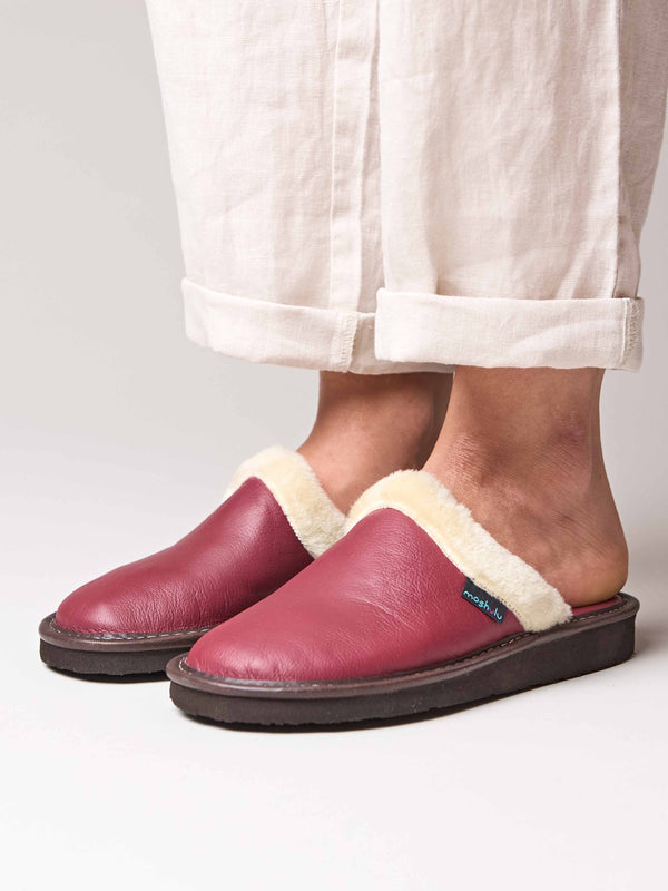 Red classic leather mule slippers - ADELE 2 LIPSTICK RED