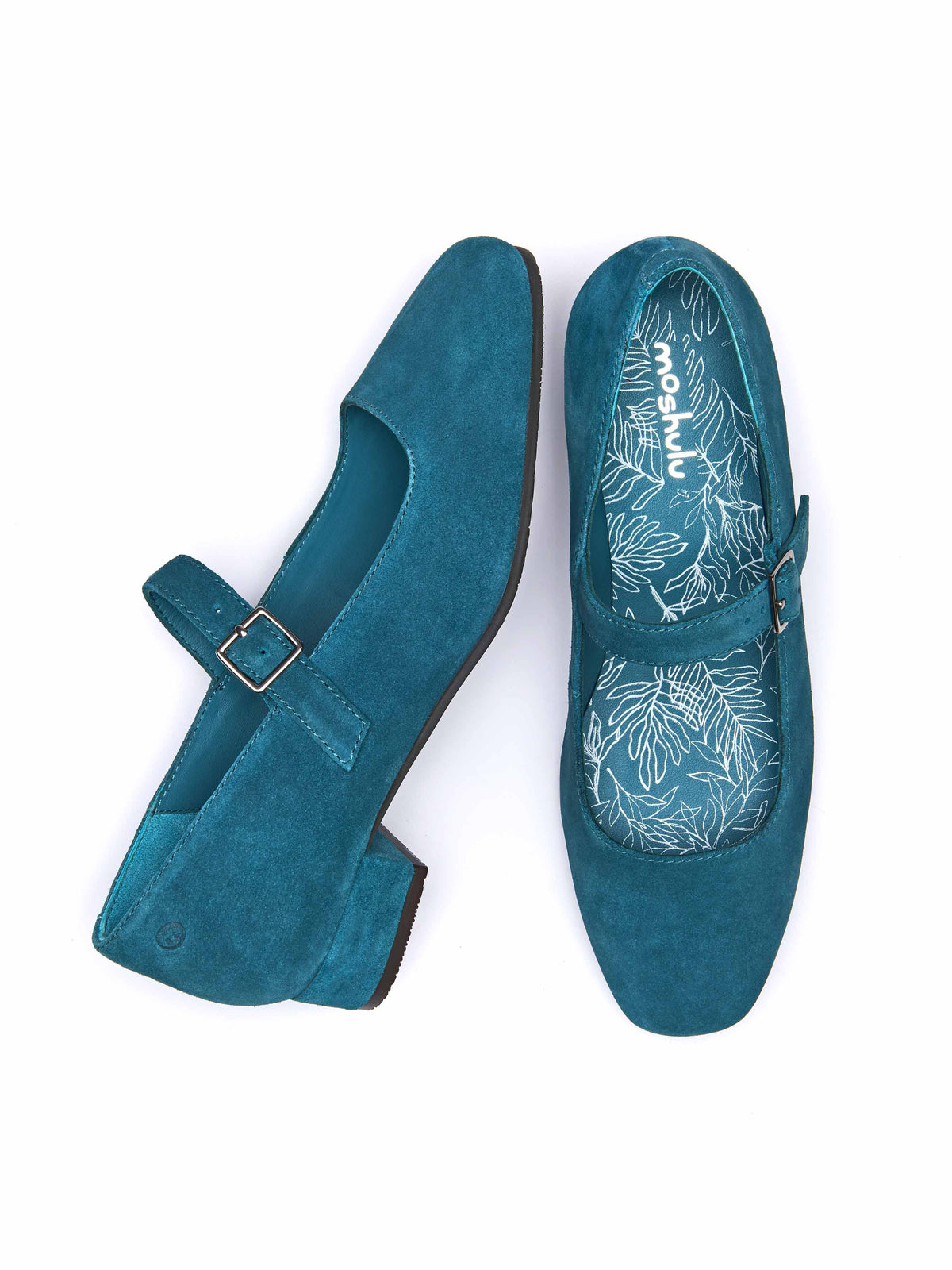 Blue front buckle block heels - HEBEI LAGOON SUEDE