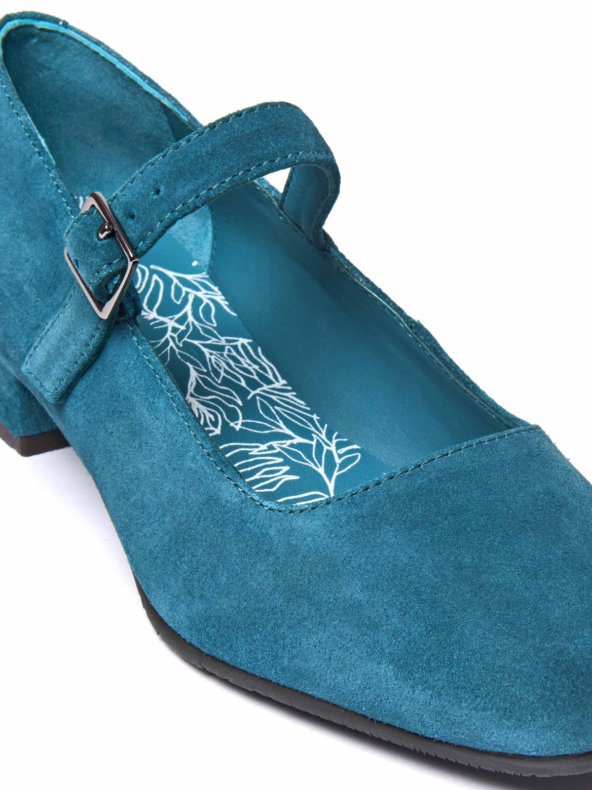 Blue front buckle block heels - HEBEI LAGOON SUEDE
