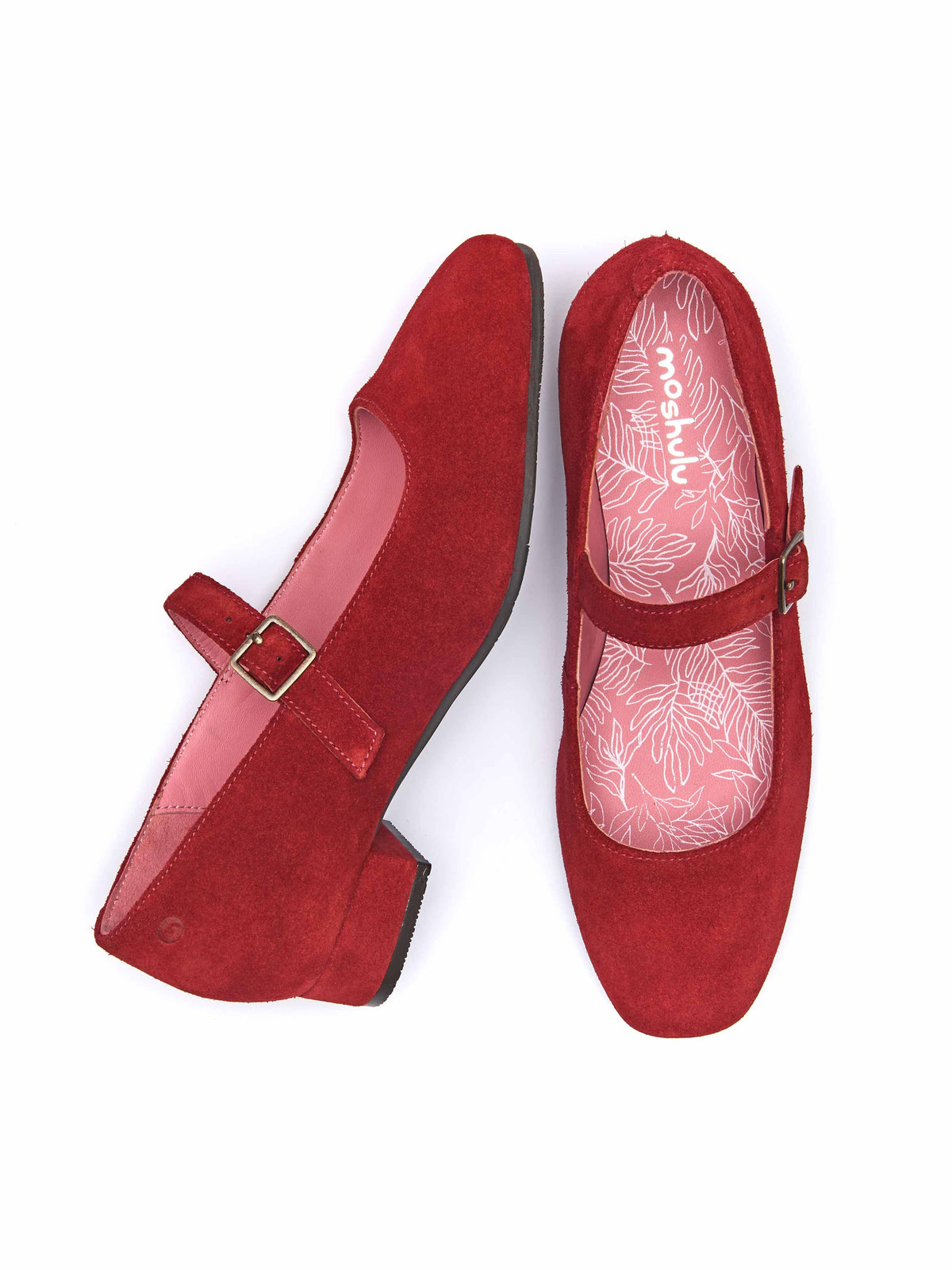 front buckle block heels - HEBEI RED SUEDE