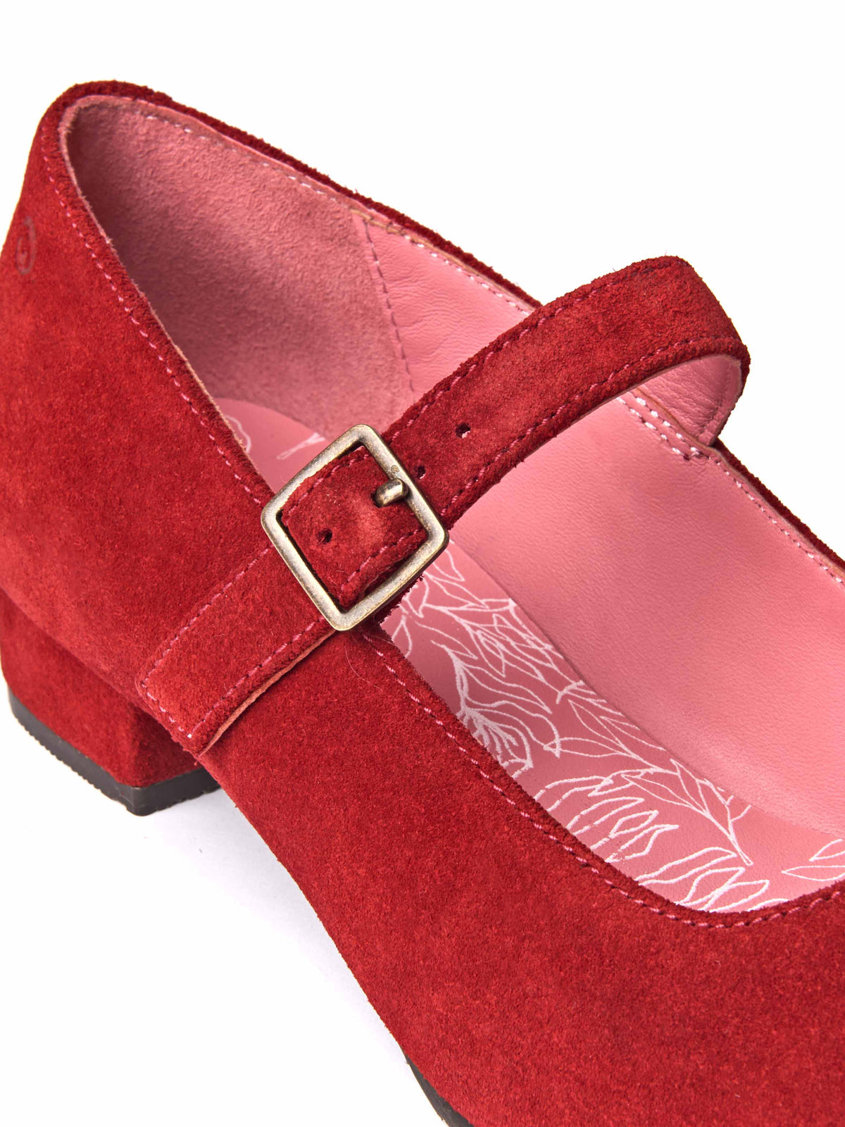 front buckle block heels - HEBEI RED SUEDE