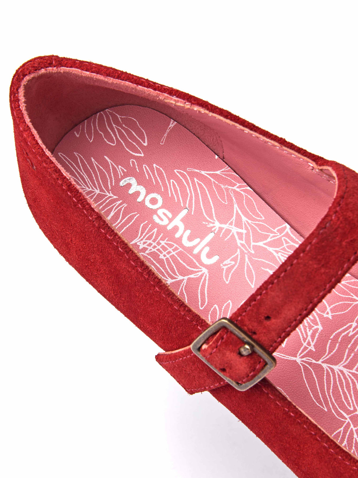 front buckle block heels - HEBEI RED SUEDE