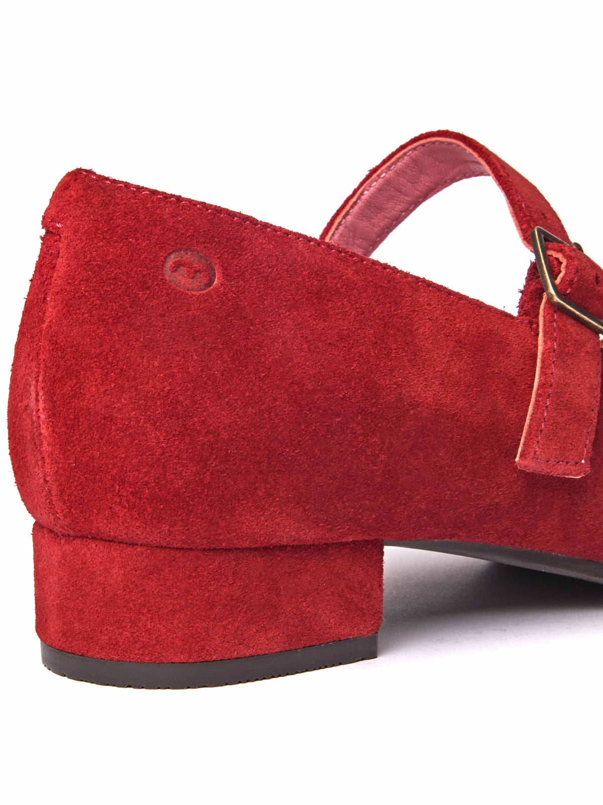 front buckle block heels - HEBEI RED SUEDE