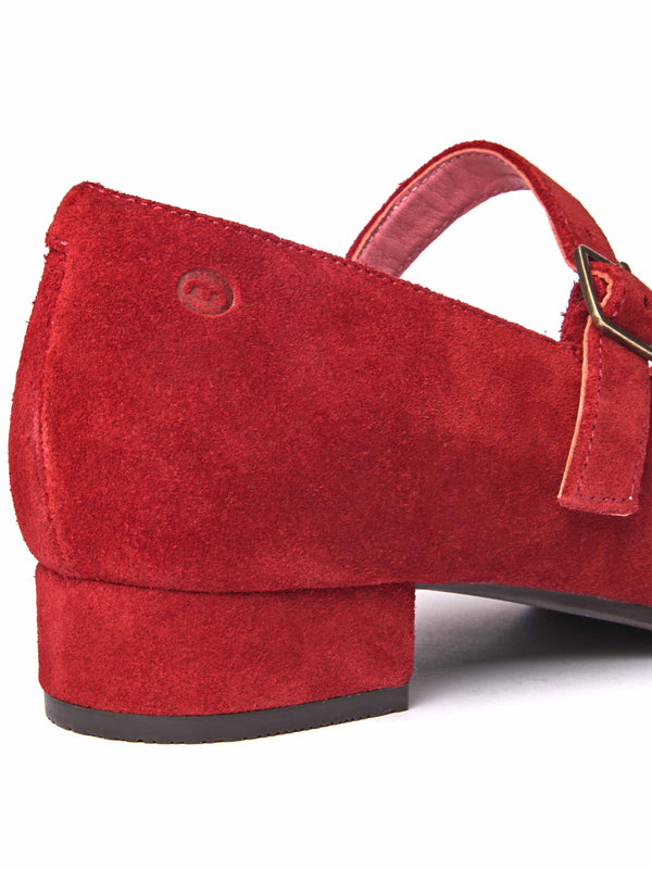 front buckle block heels - HEBEI RED SUEDE