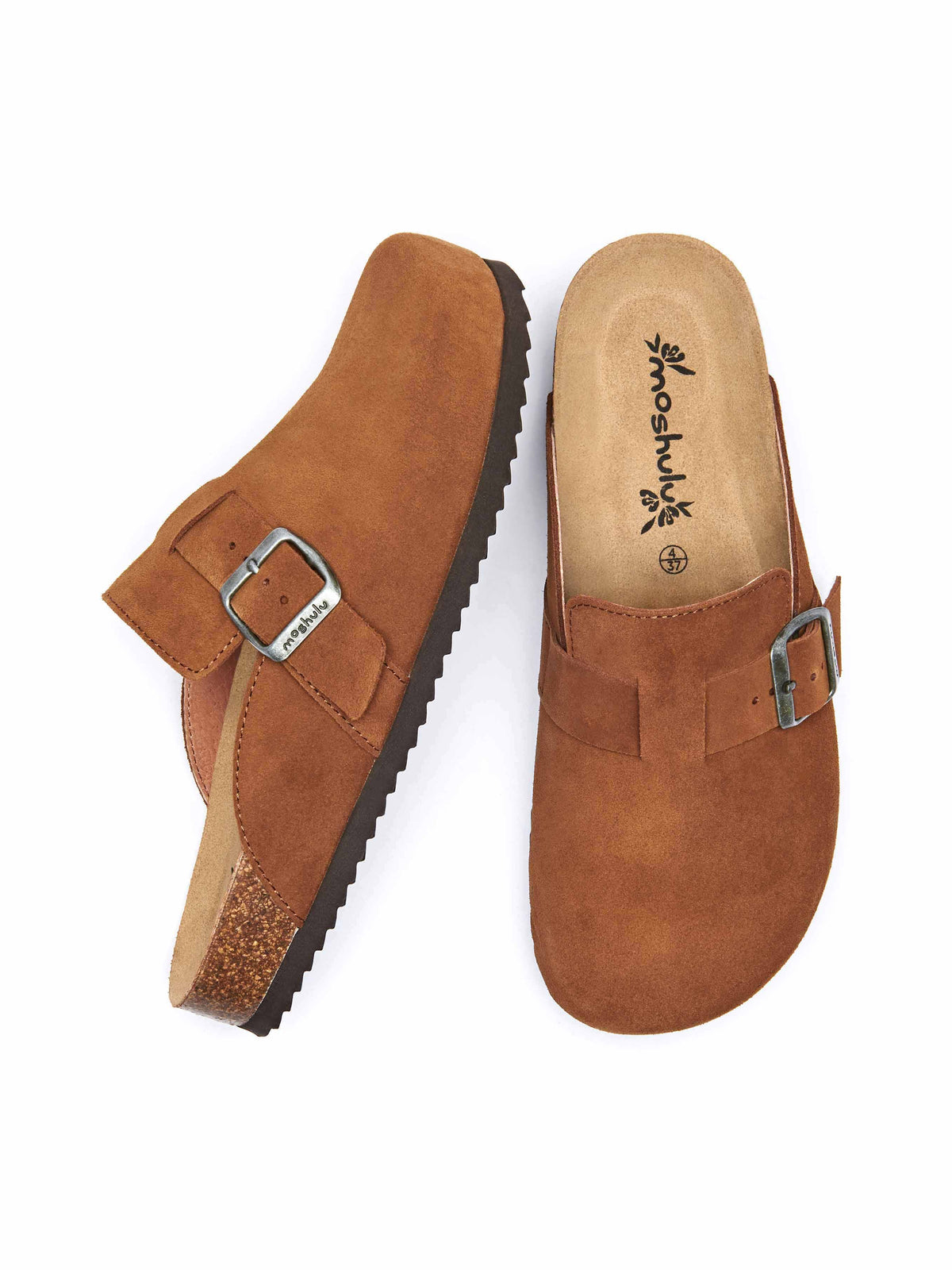 Brown suede cork footbed clogs - TULIPA 2 TAN