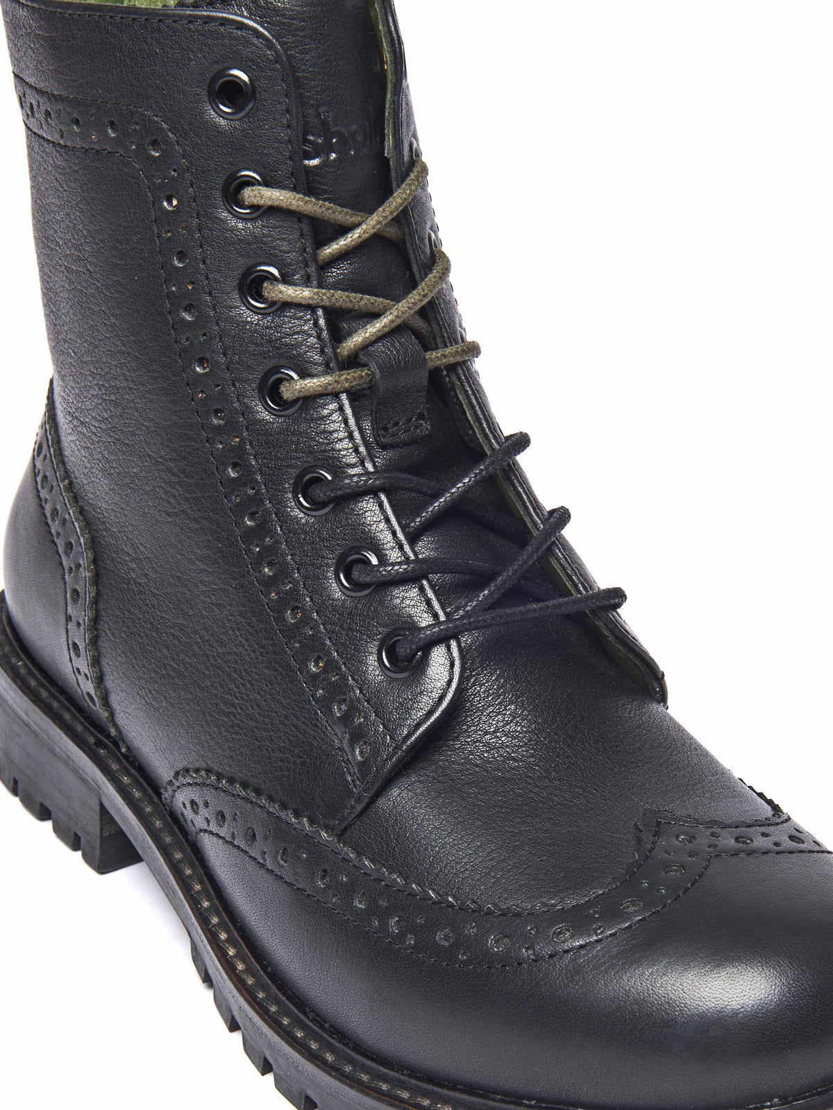 Black lace up leather brogue boots - FILICO BLACK