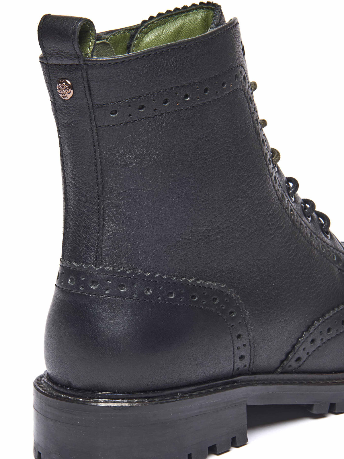 Black lace up leather brogue boots - FILICO BLACK